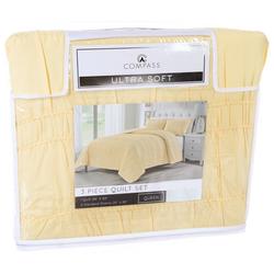 Queen Size 3 Pc Ultra Soft Quilt Set - Yellow