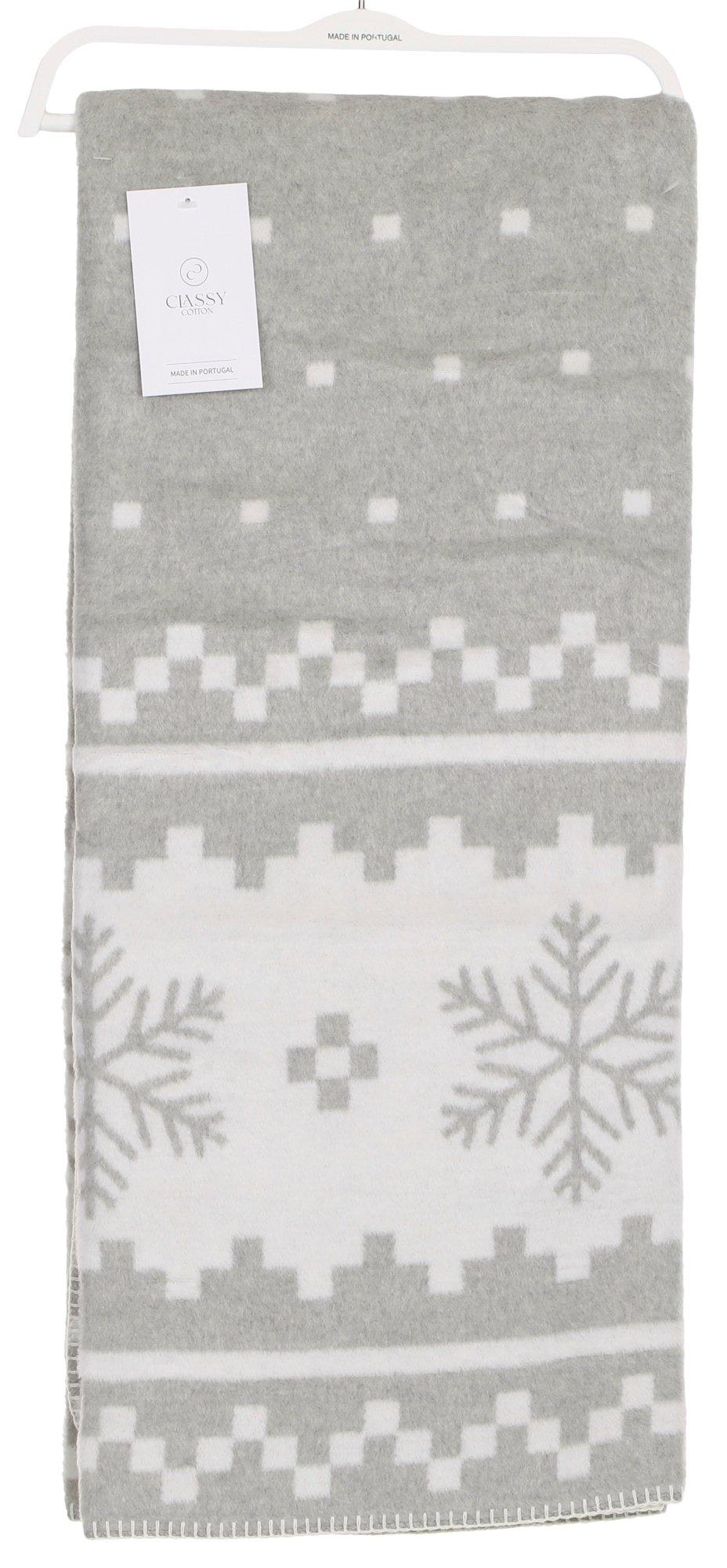 50x60 Christmas Snowflake Printed Throw - Grey