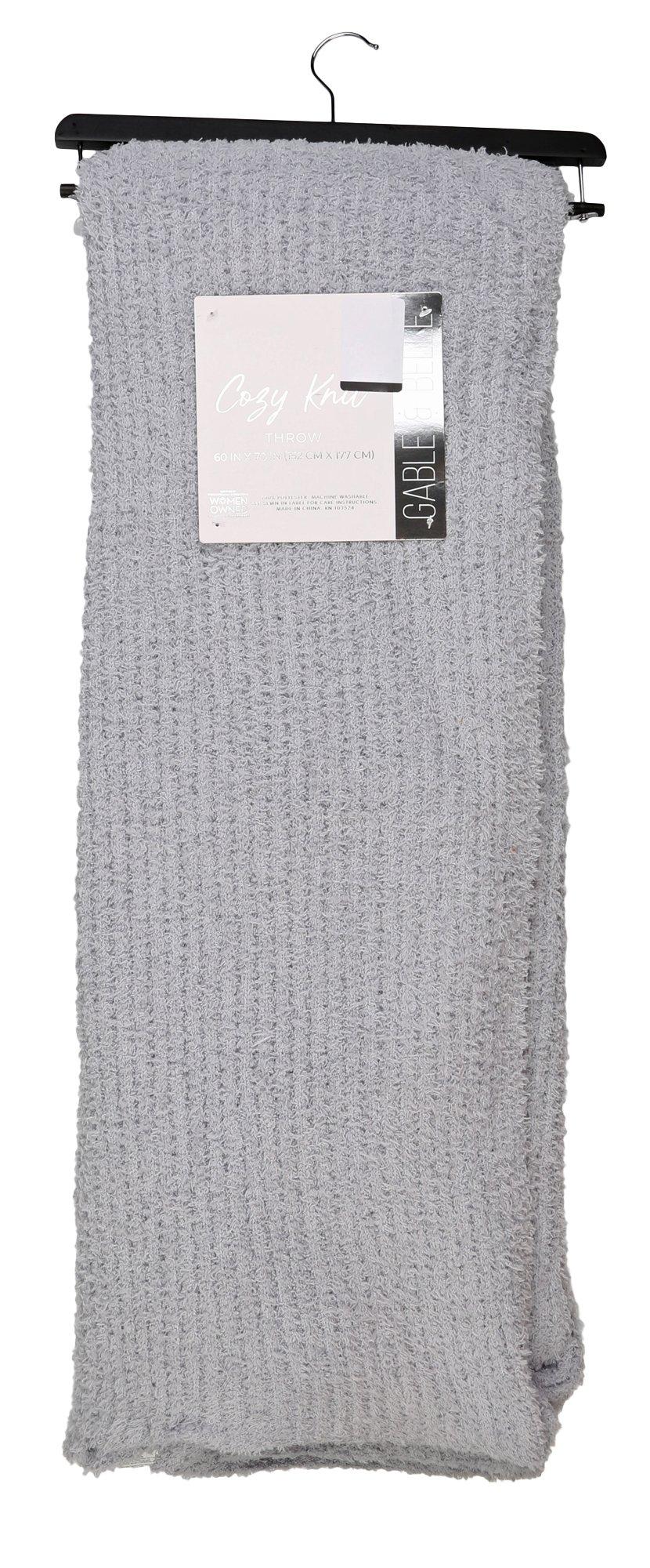 60x70 Solid Cozy Knit  Throw - Grey