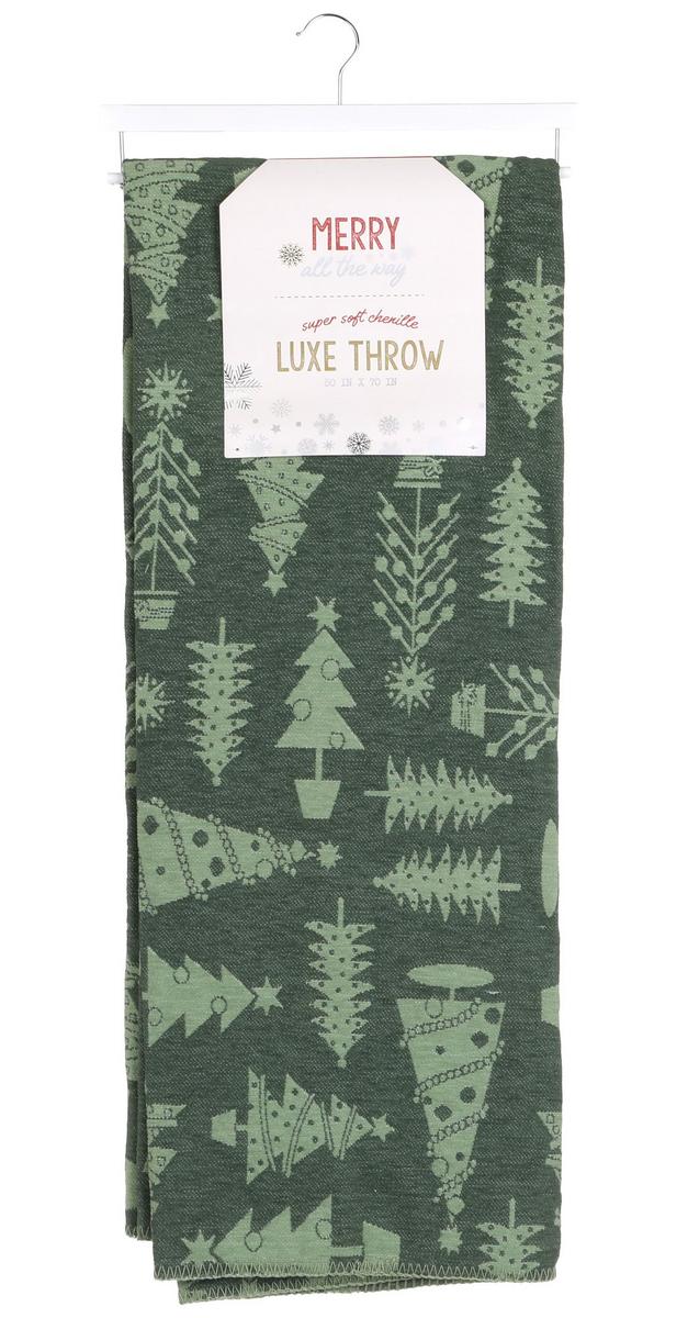 50x70 Holiday Trees Reversible Throw Blanket Green bealls