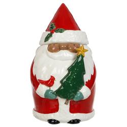 Christmas Santa with Red Robbin and Tree Cookie Jar - Multi