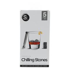 5 Pc Set Premium Chilling Stones w/Tongs