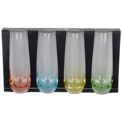 4 Pc Colorful Glass Flute Set