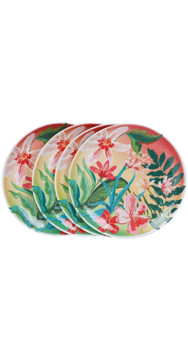 4 Pk Aloha Floral Print Dinner Plates Multi bealls