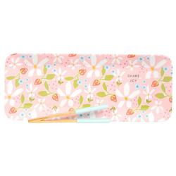 2 Pc Floral Serving Tray & Tongs Set