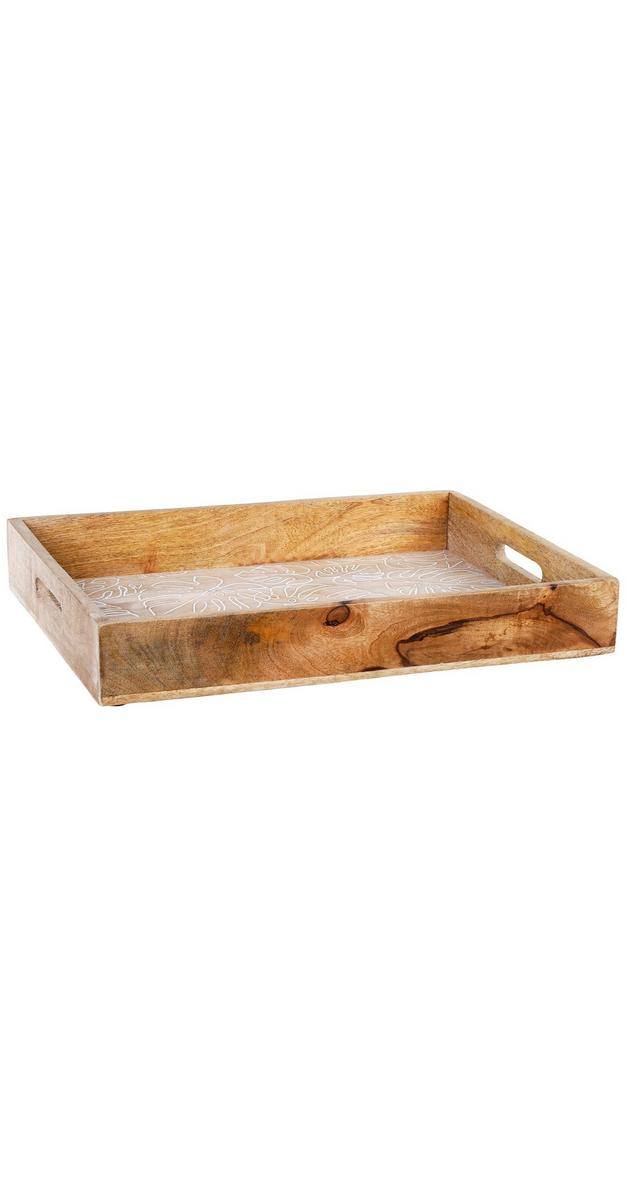 12x16 Wooden Leaf Print Serving Tray - Natural | bealls