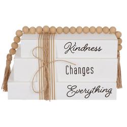 Wooden Kindness Changes Everything Book Stack Decor