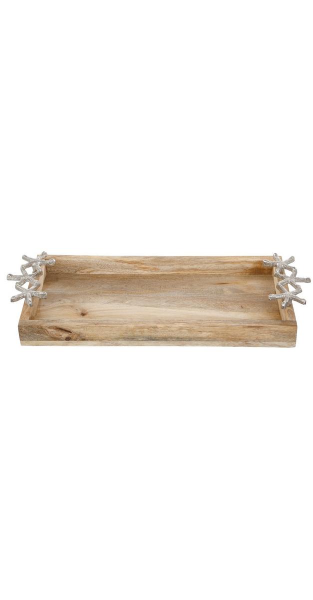 17x8 Wooden Starfish Tray - Natural | bealls