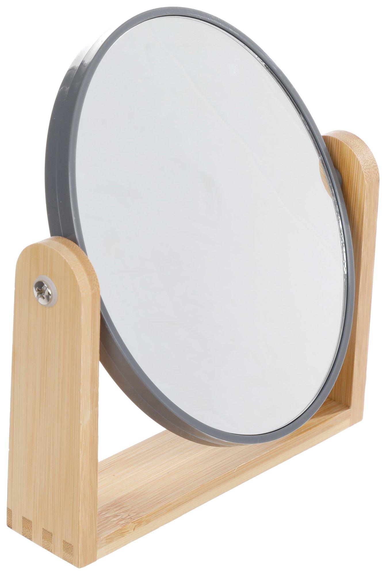Oval Vanity Mirror with Bamboo Stand