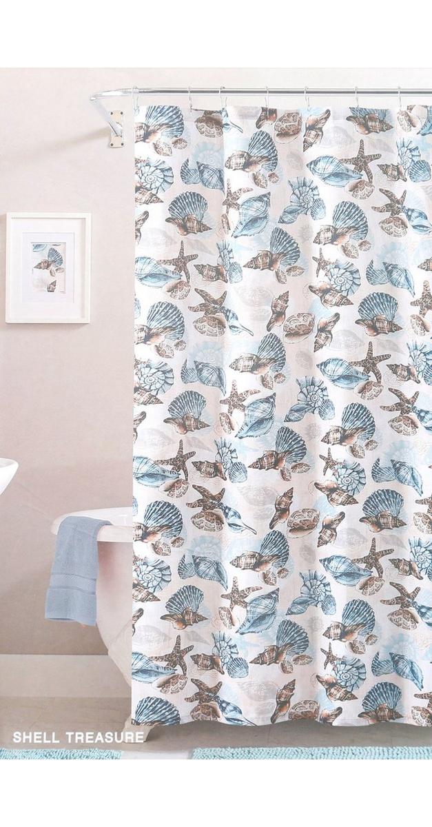72x72 Seashell Print Fabric Shower Curtain Multi bealls