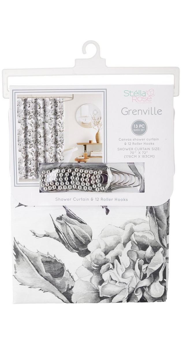 13 Pc Floral Shower Curtain Set Black Multi bealls