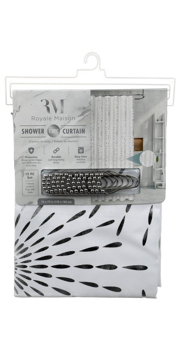13Pc 70x72 Juniper Shower Curtain White/Silver bealls