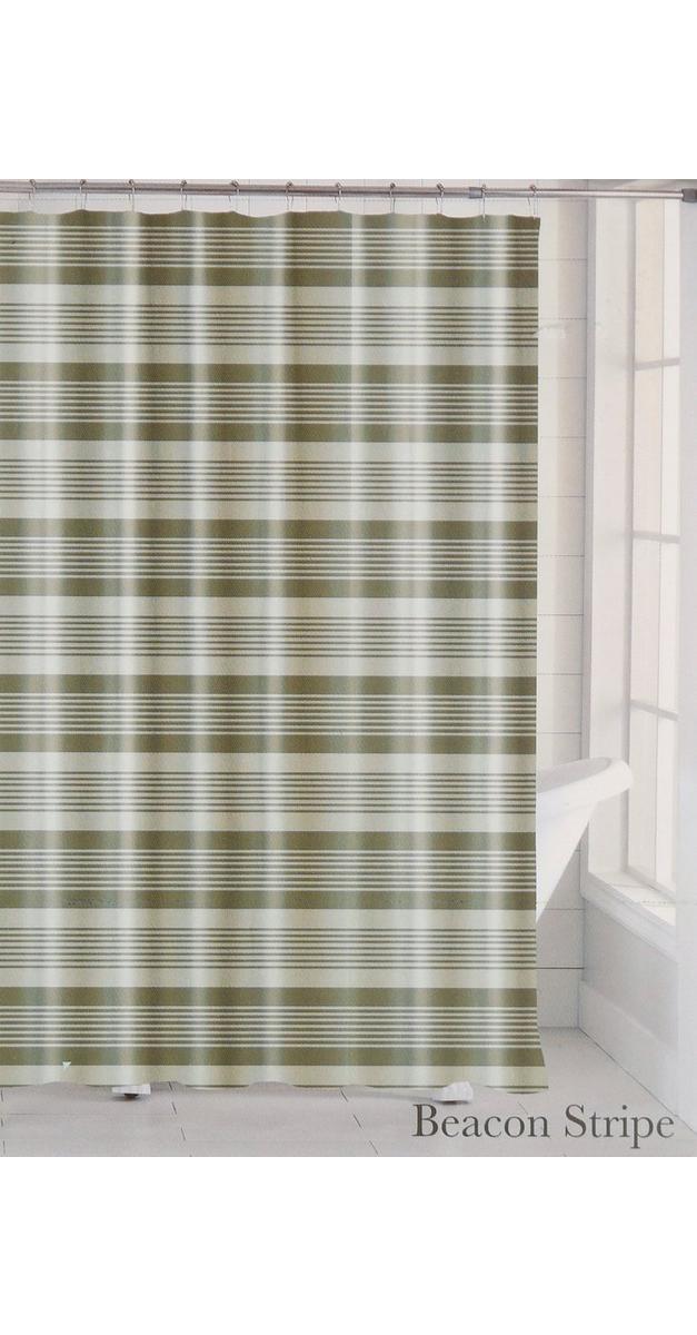 70x72 Beacon Stripe Shower Curtain Taupe bealls