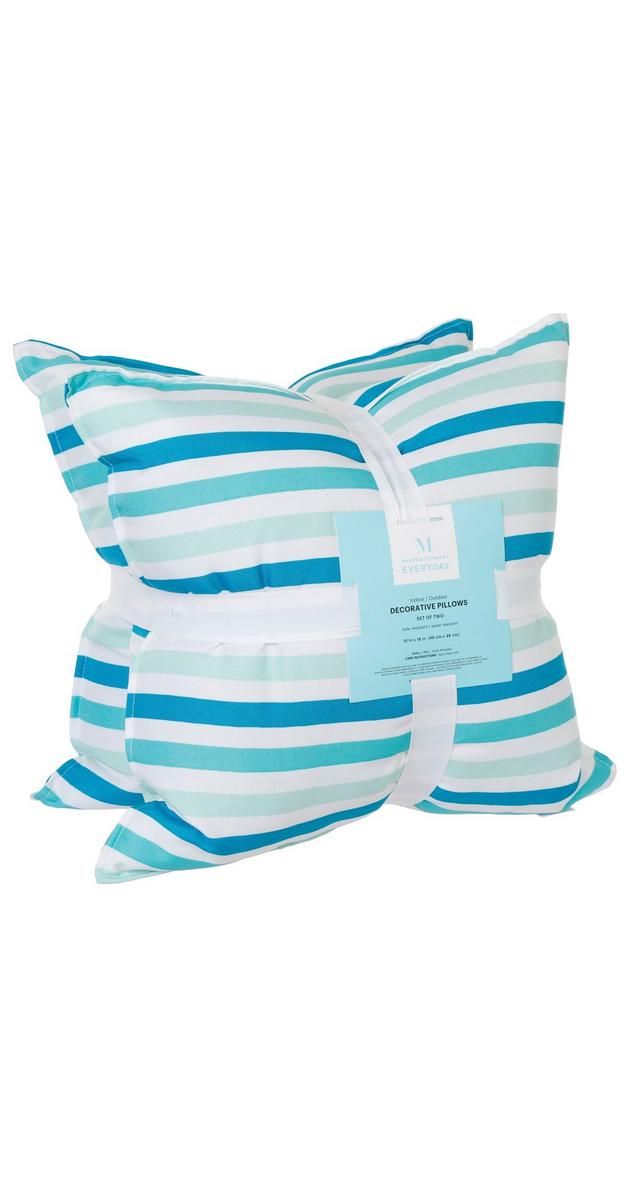2 Pk Striped Indoor/Outdoor Decorative Pillows Blue bealls