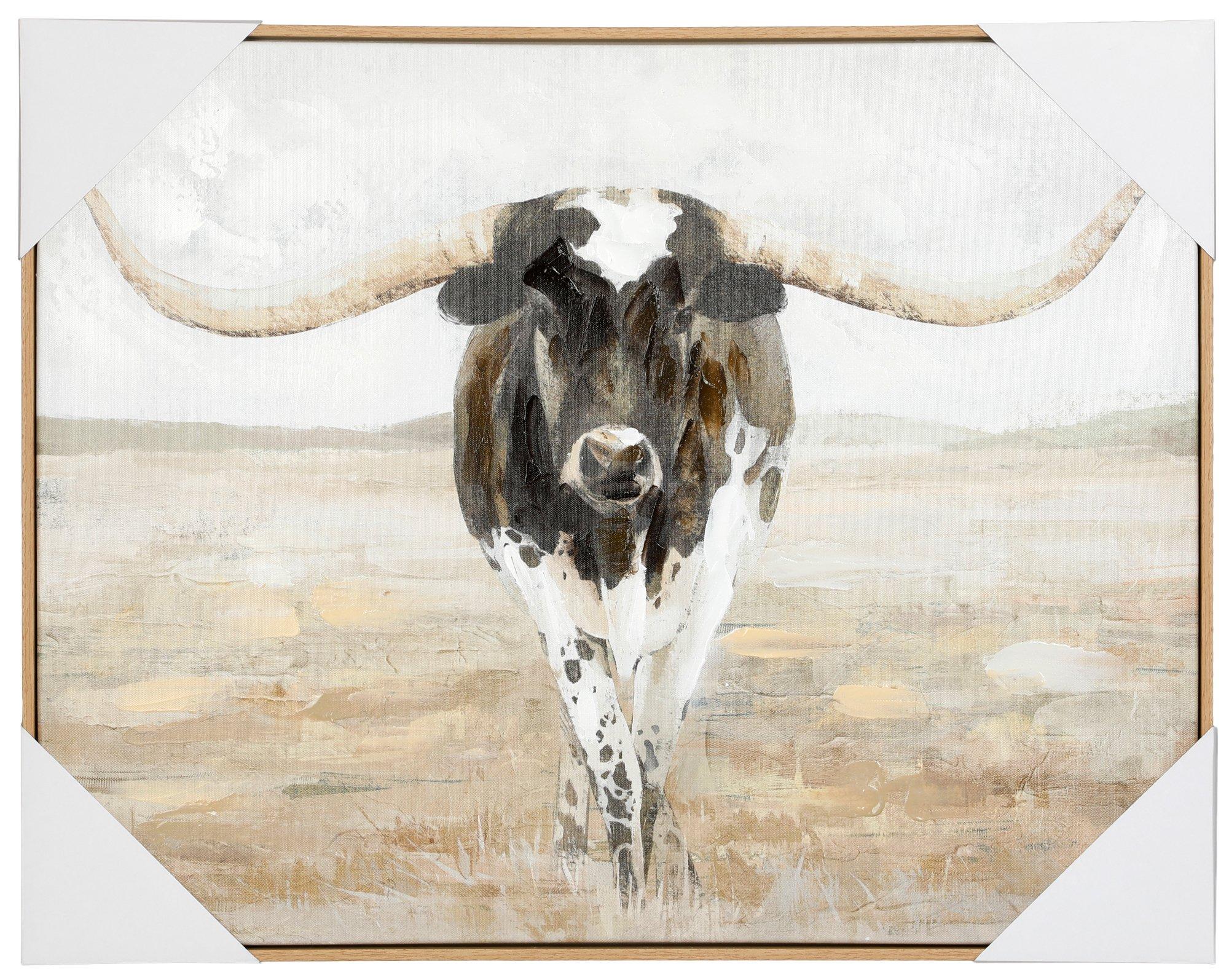 28x22 Longhorn Cow Wall Art
