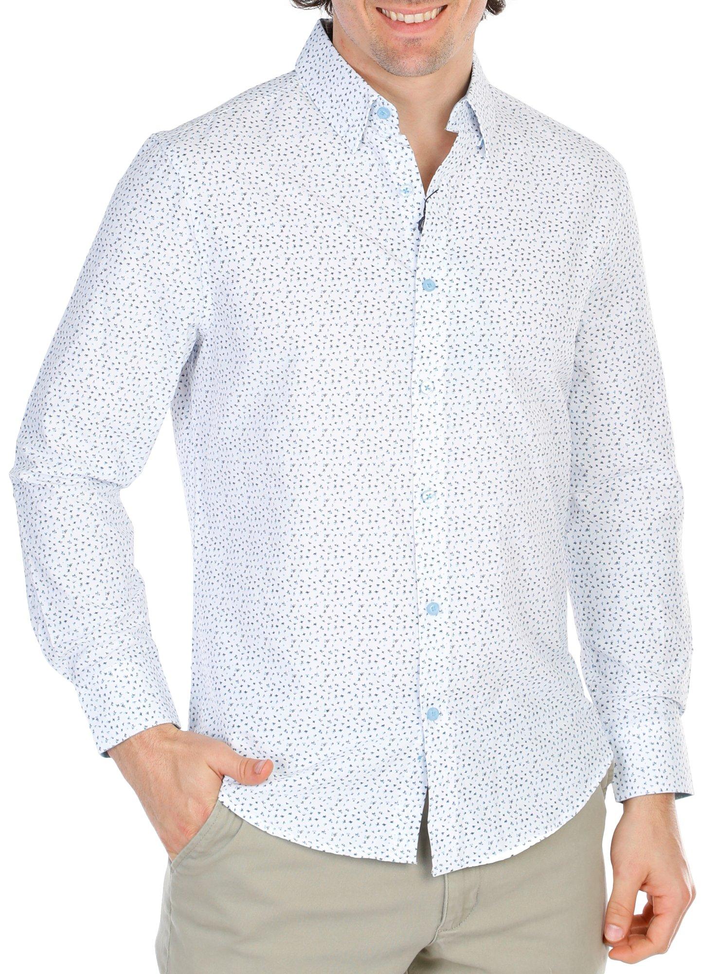 Men's Floral Print Button Down Shirt