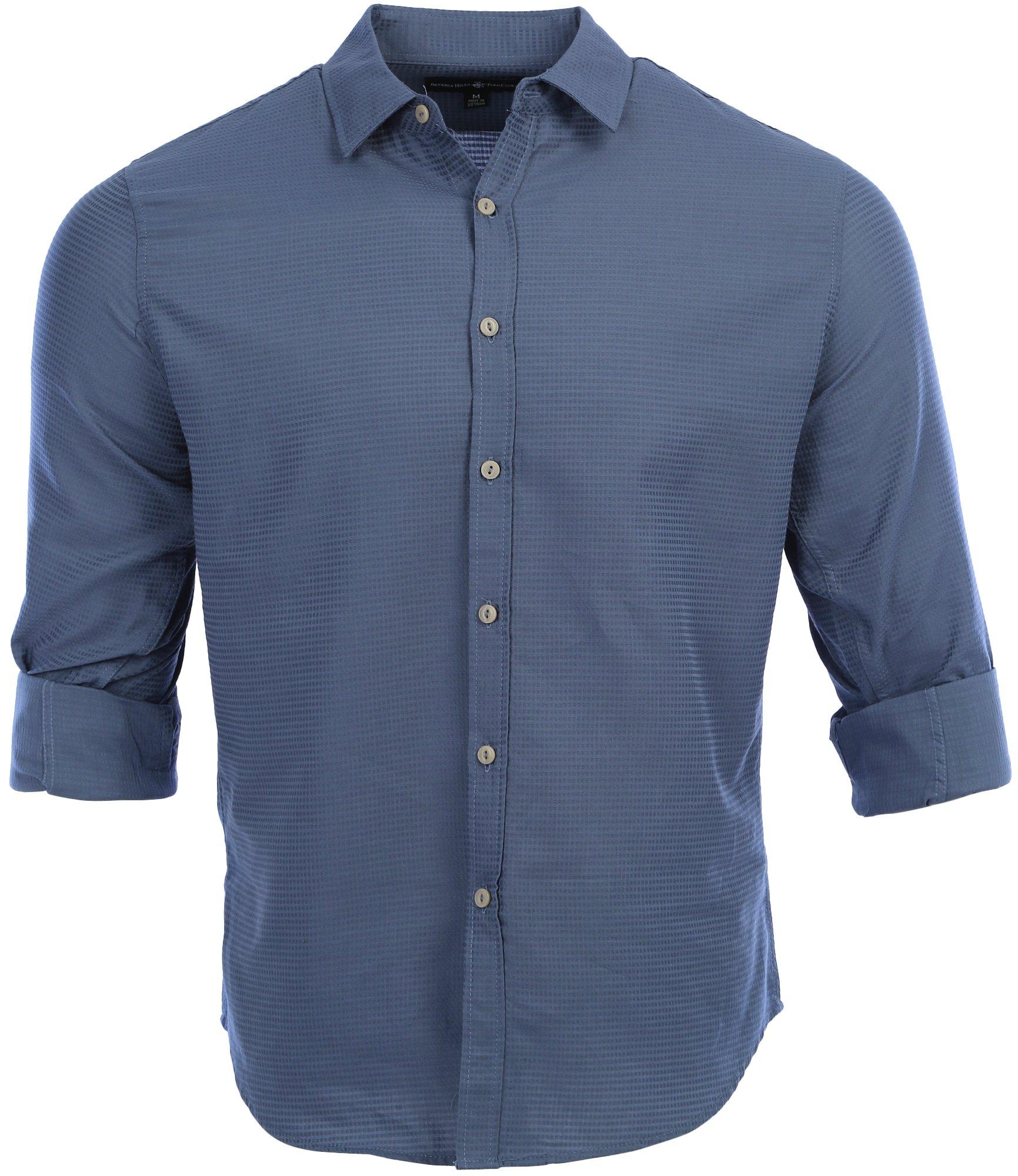 Men's Solid Grid Button Down Shirt
