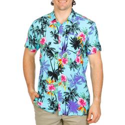 Men's Palm Tree Print Button Down Shirt