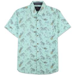 Men's Tropical Print Button Down Shirt