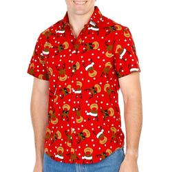Men's Reindeer Print Button Down Shirt
