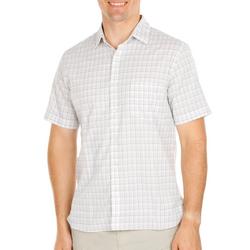 Men's Plaid Print Button Up Shirt - White