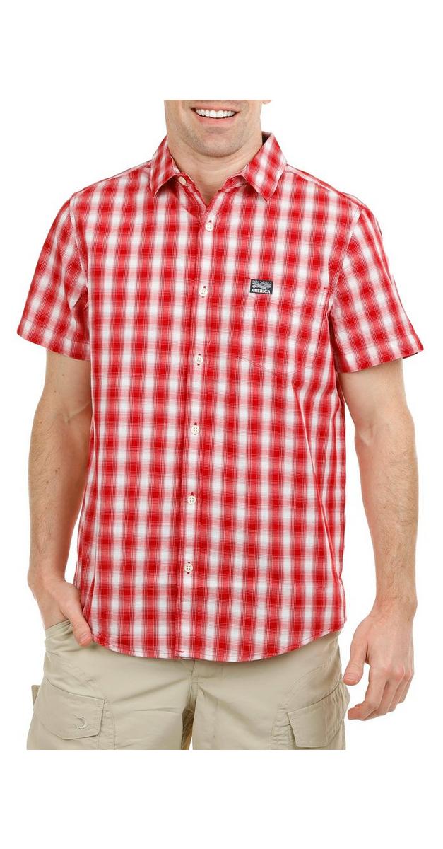Men's Plaid Print Button Up Shirt - Red | bealls