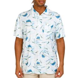 Men's Fish Print Polo Shirt
