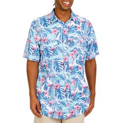 Men's Tropical Floral Print Button Down Shirt