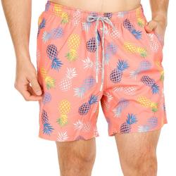 Men's Pineapple Print Volley Shorts - Pink