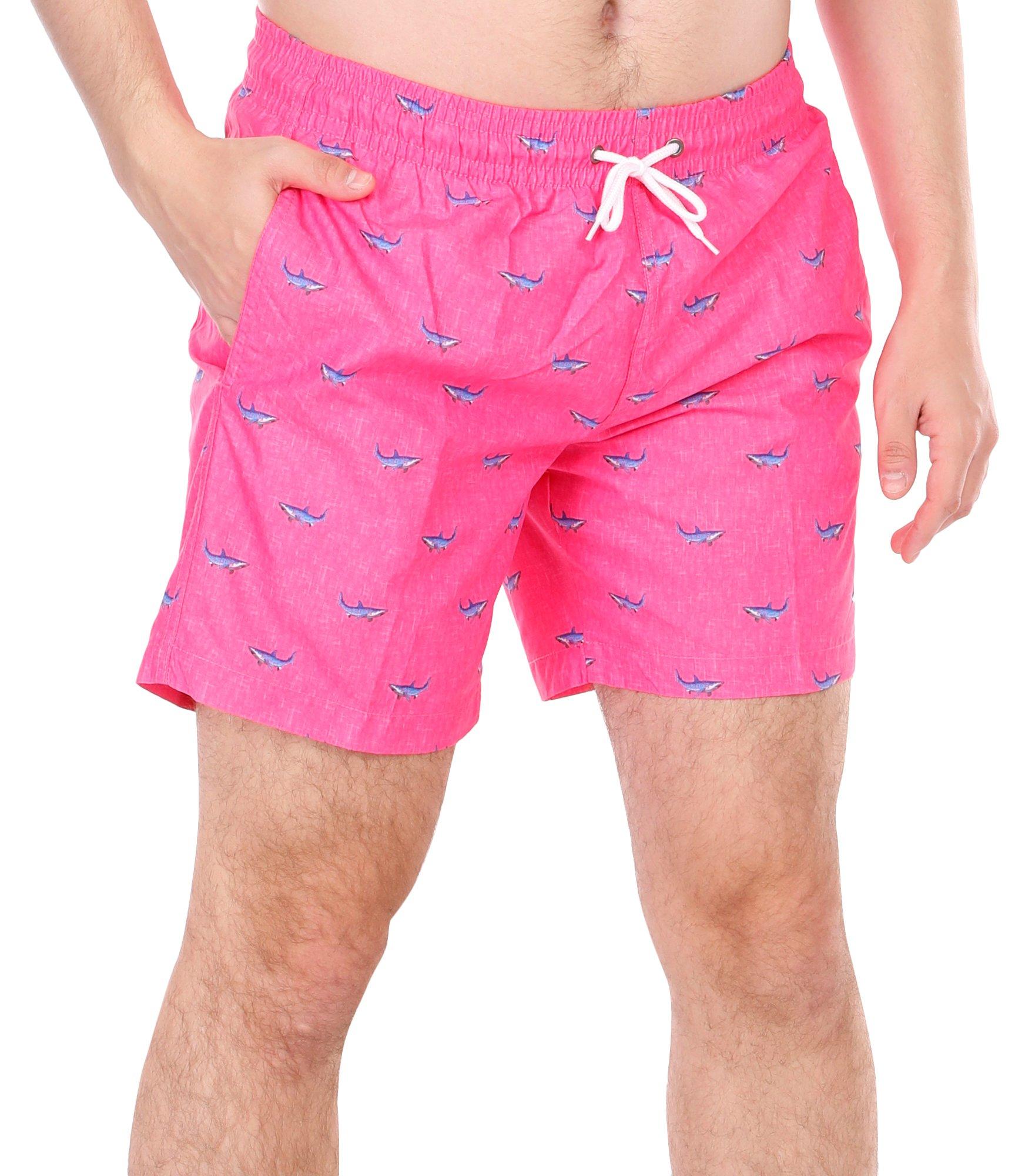 Men's Shark Print Swim Trunks