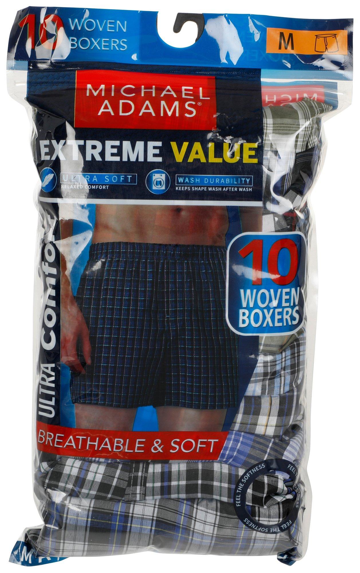 10 Pk Mens Woven Boxers