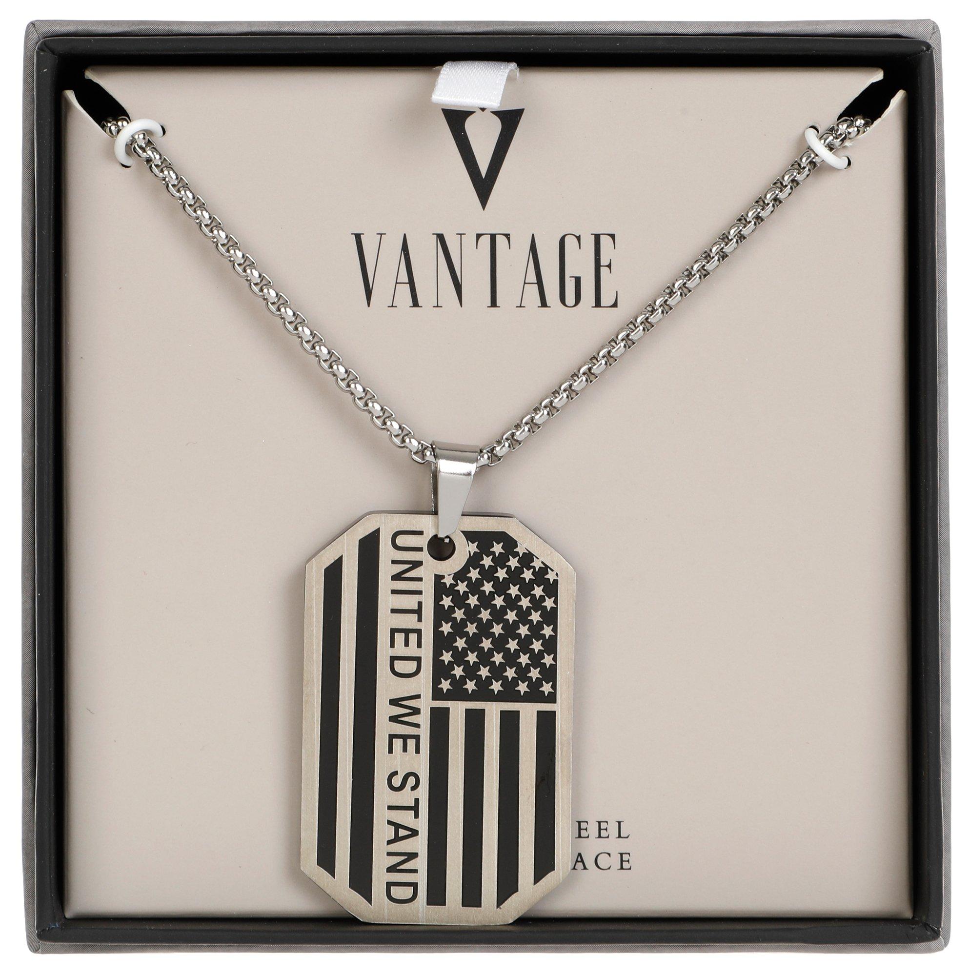 Stainless Steel Americana Dog Tag Necklace