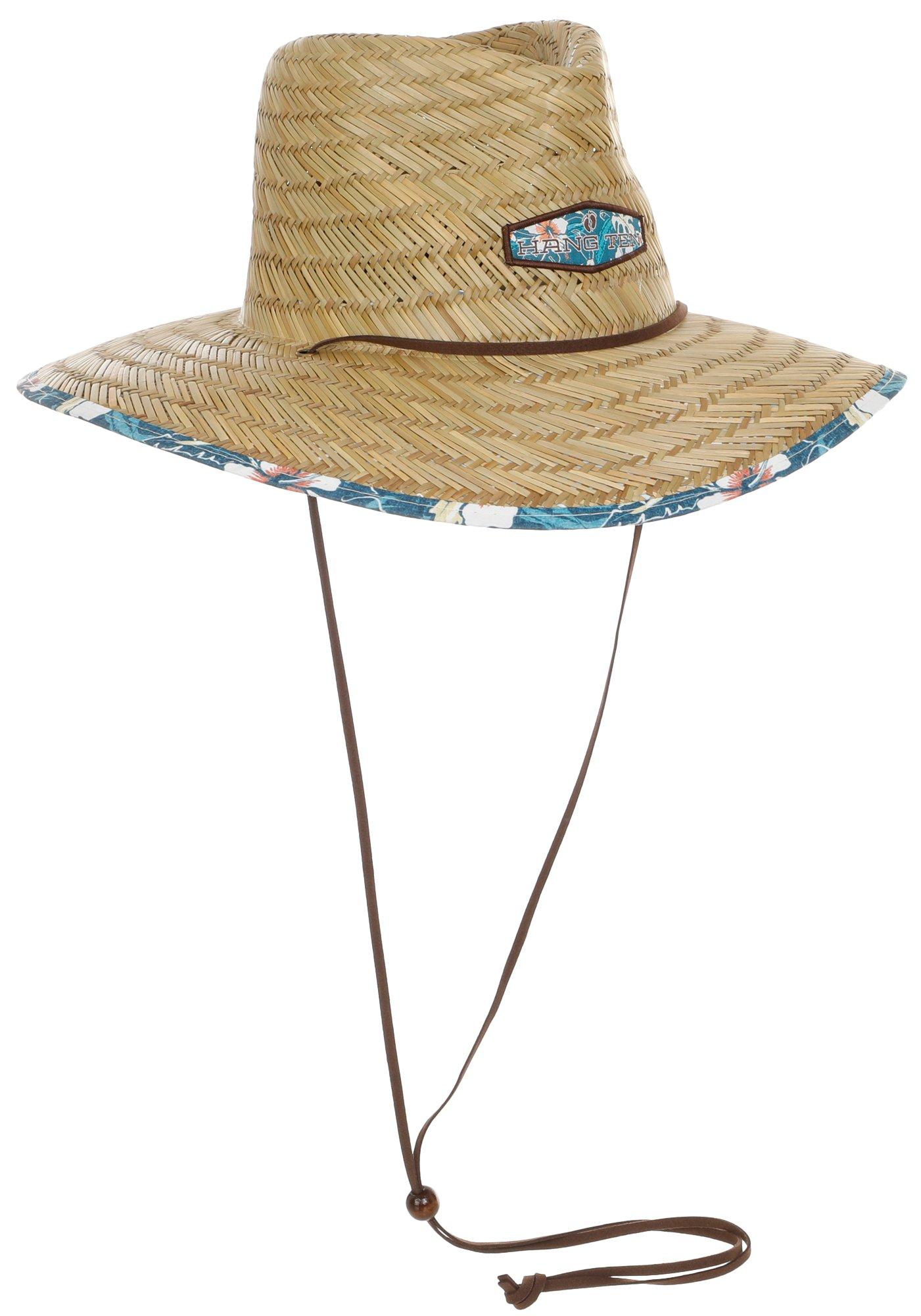 Men's Floral Straw Wide Brim Sun Hat