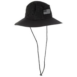 Men`s Solid American Flag Patch Boonie Hat - Black