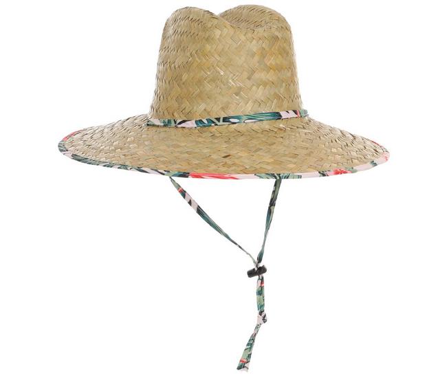 Men's Tropical Floral Brim Straw Hat