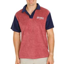 Men's Textured Knit Polo Tee - Red