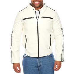 Men's Vegan Leather Jacket - White