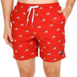 Men's Americana Swim Shorts - Red