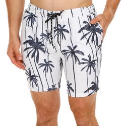 Men's Palm Tree Volley Swim Shorts - White