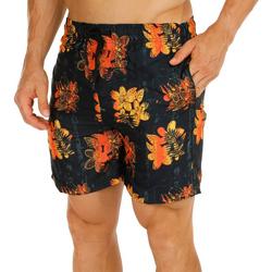 Men's Floral Print Swim Shorts - Black