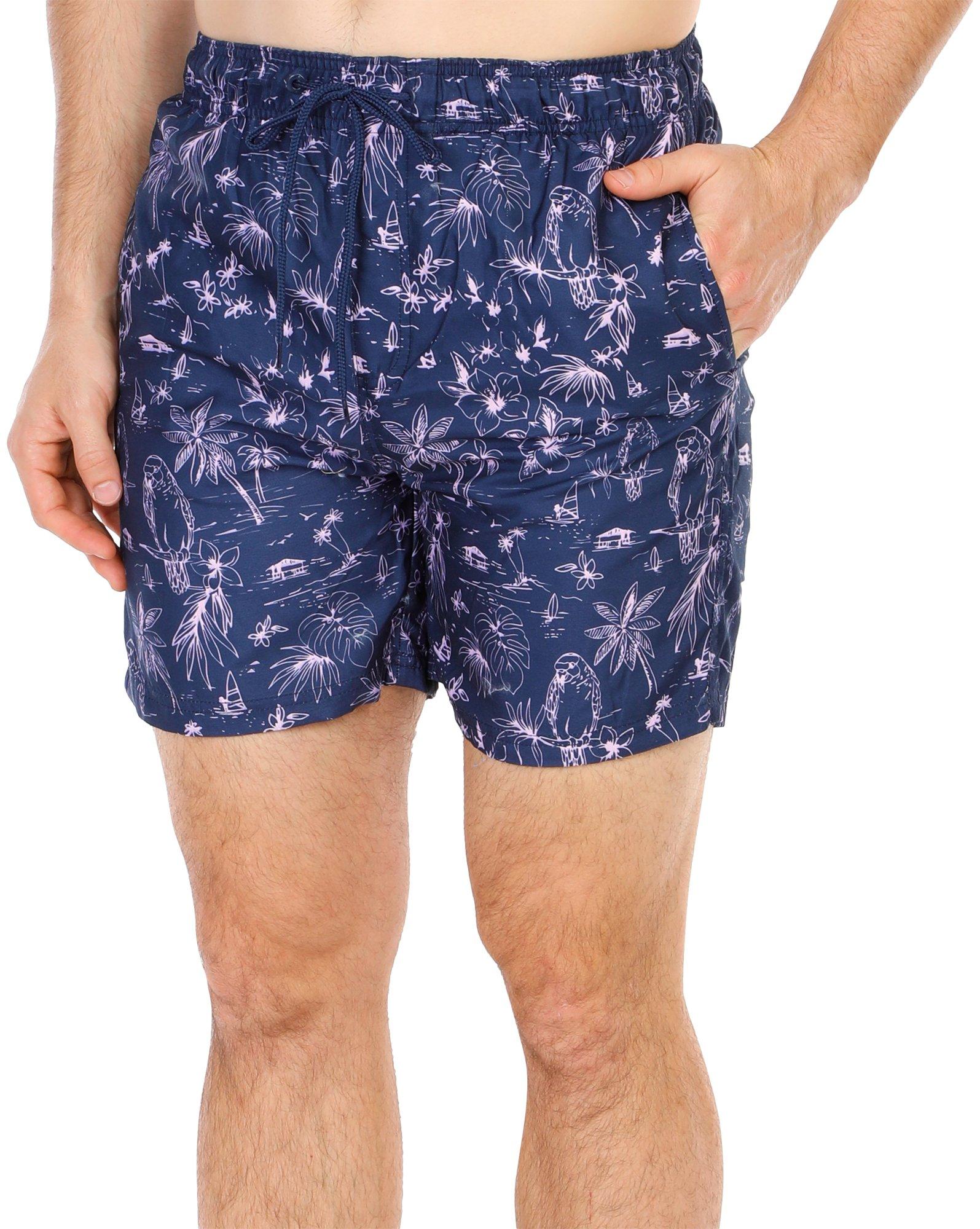 Men's Tropical Print Swim Shorts