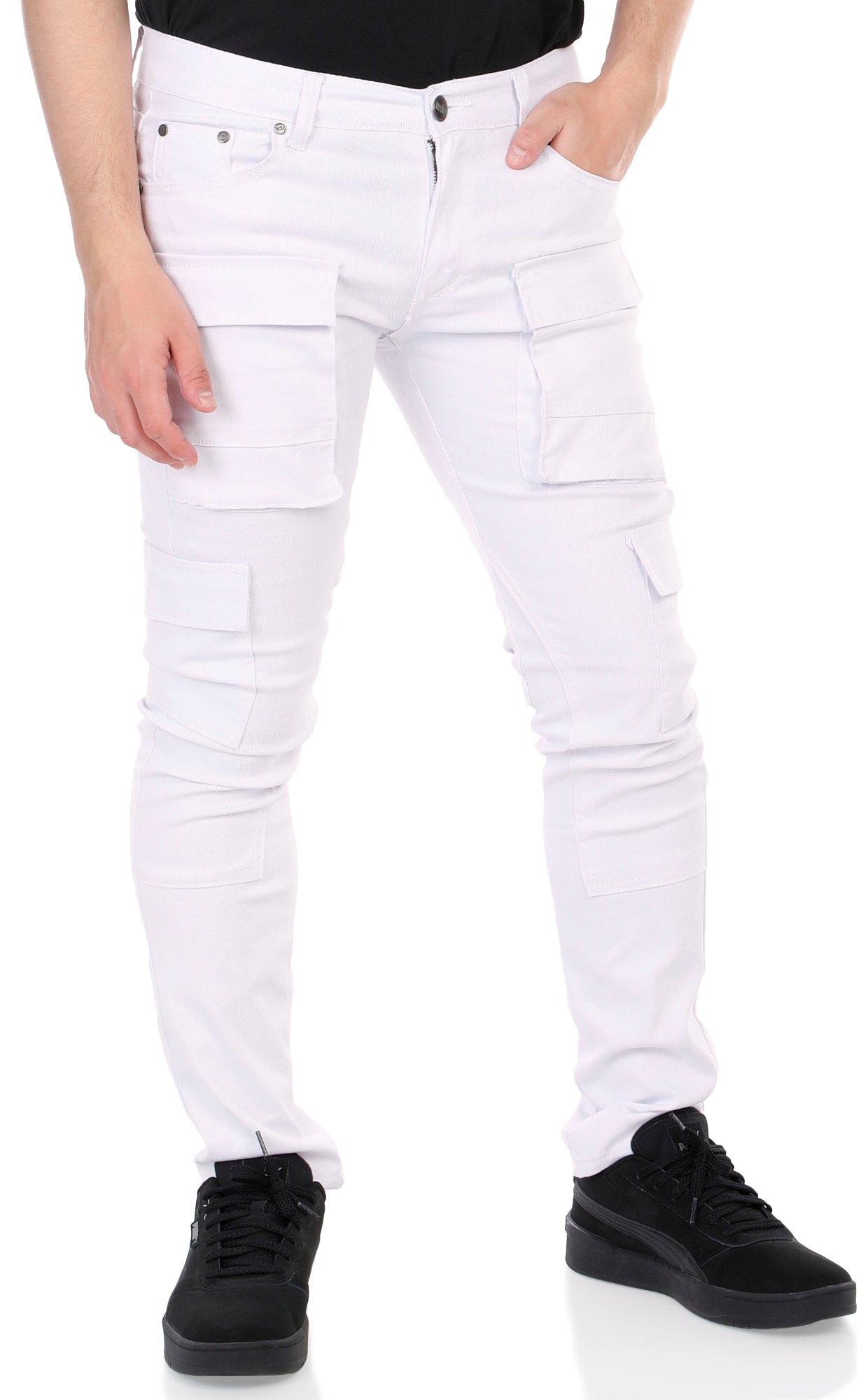 Men's Solid Cargo Skinny Jeans