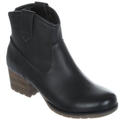 Women's Pebbled Faux Leather Ankle Boots - Black