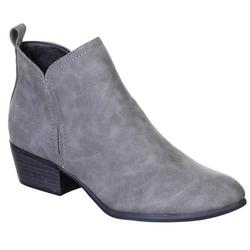 Women's Solid Faux Leather Ankle Booties - Grey