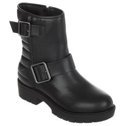 Women's Solid Faux Leather Midi Boots