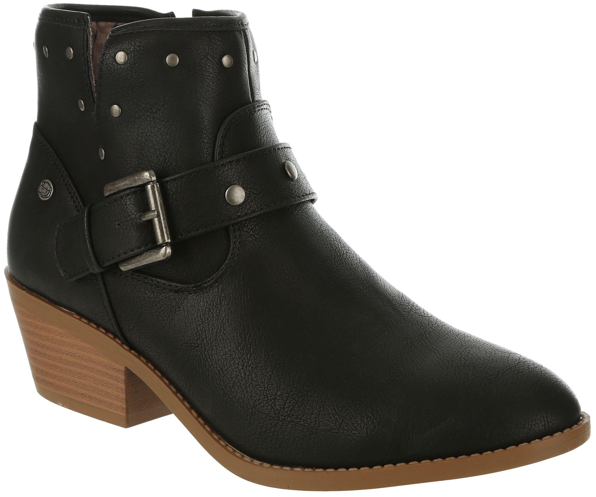Women's Solid Embellished Heeled Boots -  Black