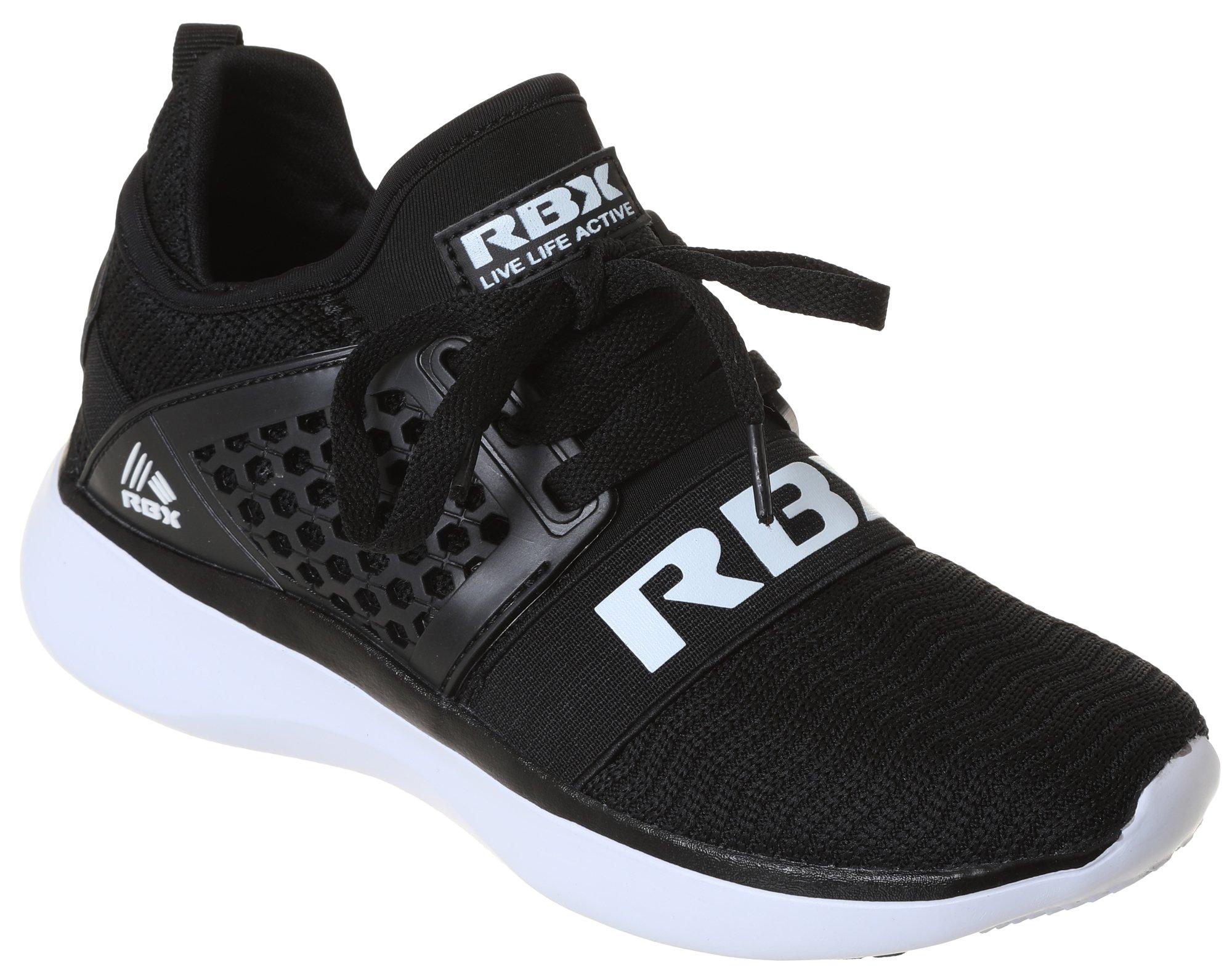 Women's Band Logo Knit Athletic Sneakers - Black