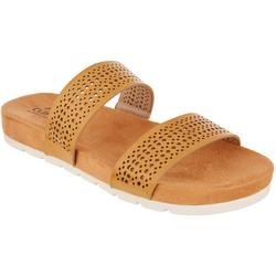 Women's Perforated Double Band Slides