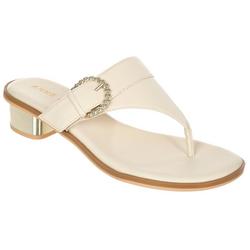 Women's Solid Buckle Thong Slides
