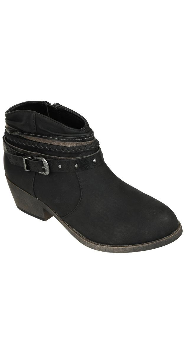 Women's Buckle Strap Ankle Boots Black bealls